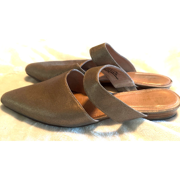 Caslon bronze leather slip-on shoes flats womens 10.5 pointed toe mules metallic - Picture 1 of 8